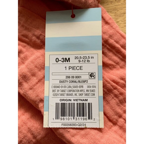 Cat & Jack Baby Girls Dusty Coral Long-Sleeve Bodysuit Romper - Picture 6 of 10